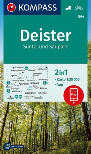 Kompass wandelkaart KP-864  Deister 1:25.000 9783990446928  Kompass Wandelkaarten Kompass Duitsland  Wandelkaarten Bremen, Ems, Weser, Hannover & overig Niedersachsen