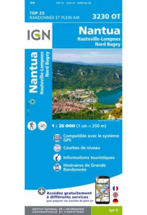 wandelkaart 3230OT Nantua 1:25.000 9782758543244  IGN IGN 25 Omgeving Lyon  Wandelkaarten Lyon en omgeving