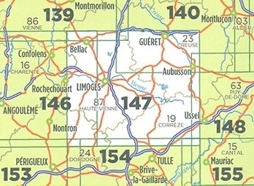 SV-147 Limoges, Guéret | omgevingskaart / fietskaart 1:100.000 9782758547631 IGN Série Verte 1:100.000 Fietskaarten, Landkaarten en wegenkaarten Creuse, Corrèze SV-147 Limoges, Guéret | omgevingskaart / fietskaart 1:100.000 9782758547631 IGN Série Verte 1:100.000 Fietskaarten, Landkaarten en wegenkaarten Creuse, Corrèze