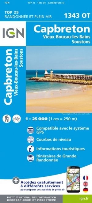 wandelkaart 1343OT Capbreton, Lac de Soustons 1:25.000 9782758542636  IGN IGN 25 Aquitaine  Wandelkaarten Aquitaine, Bordeaux