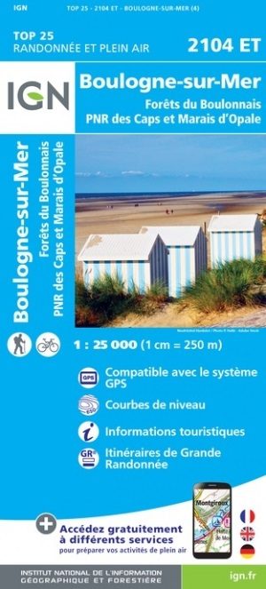wandelkaart 2104ET Boulogne-sur-Mer 1:25.000 9782758548324  IGN IGN 25 Picardië & Nord  Wandelkaarten Picardie, Nord