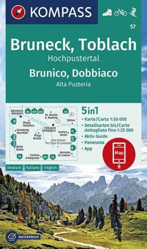 Kompass wandelkaart KP-57 Bruneck-Toblach Brunico-Dobbiaco 1:50.000 9783990447086  Kompass Wandelkaarten KP50 Zuid-Tirol, Dolomieten  Wandelkaarten Zuid-Tirol, Dolomieten