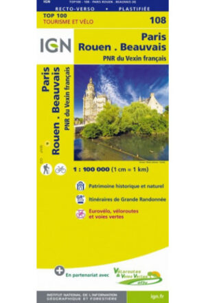 SV-108  Paris, Rouen | omgevingskaart / fietskaart 1:100.000 9782758543589  IGN Série Verte 1:100.000  Fietskaarten, Landkaarten en wegenkaarten Normandië