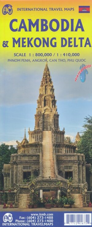 ITM Cambodia & the Mekong Delta 1:800.000 / 410.000 9781771291675  International Travel Maps   Landkaarten en wegenkaarten, Stadsplattegronden Cambodja