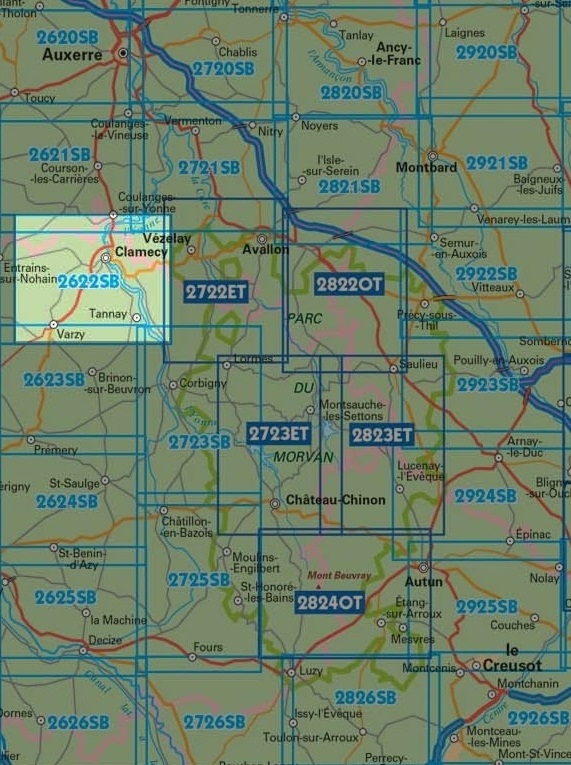SB-2622 Clamécy, Tannay, Varzy | wandelkaart 1:25.000 9782758536253 IGN IGN 25 Bourgogne & Morvan Wandelkaarten Morvan SB-2622 Clamécy, Tannay, Varzy | wandelkaart 1:25.000 9782758536253 IGN IGN 25 Bourgogne & Morvan Wandelkaarten Morvan