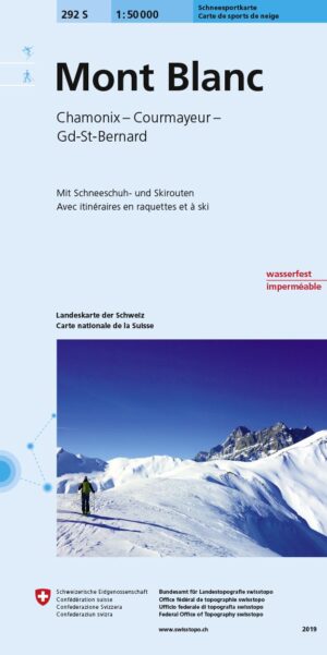 S292 Mont Blanc / Chamonix / Courmayeur / Grand-St-Bernard 9783302202921  Bundesamt / Swisstopo Skirouten 1:50.000  Wintersport Mont Blanc, Chamonix, Haute-Savoie, Unterwallis