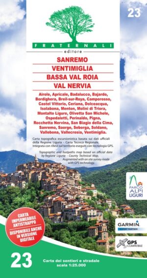 FRA-23 Sanremo - Mentone - Bassa Val Roya - Val Nervia | wandelkaart 1:25.000 9788897465294  Fraternali Editore Fraternali 1:25.000  Wandelkaarten Genua, Cinque Terre (Ligurië)