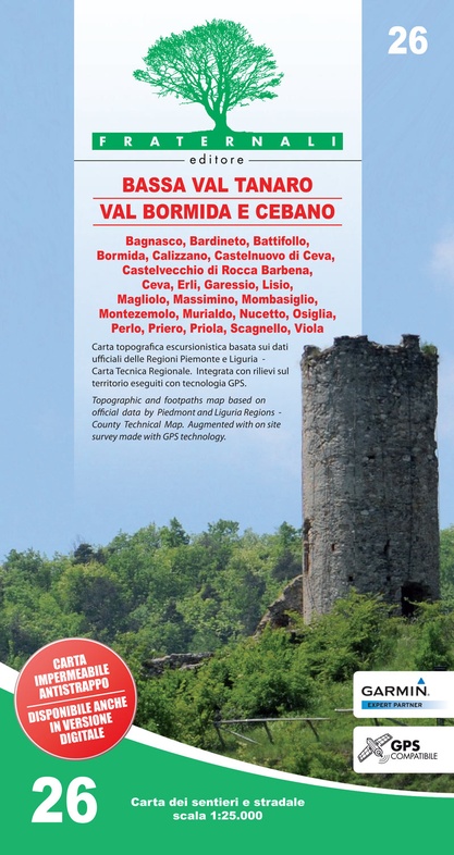 FRA-26 Alta Val Tanaro - Alta Valle Bormida di Millesimo | wandelkaart 1:25.000 9788897465379  Fraternali Editore Fraternali 1:25.000  Wandelkaarten Turijn, Piemonte