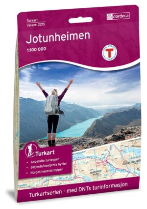 DNT-2215  Jotunheimen wandelkaart 1:100.000 7046660022153  Nordeca Turkart Norge 1:100.000  Wandelkaarten Midden-Noorwegen