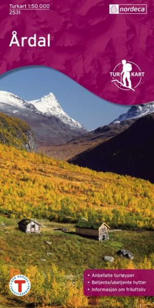 DNT-2531  (Årdal) Ardal | topografische wandelkaart 1:50.000 7046660025314  Nordeca Turkart Norge 1:50.000  Wandelkaarten Midden-Noorwegen