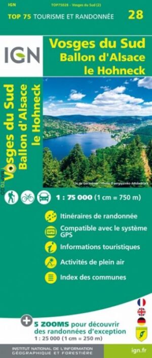 TSQ-28 Vosges du Sud | IGN overzichts- en wandelkaart 9782758549741  IGN TOP 75  Fietskaarten, Lopen naar Rome, Wandelkaarten Vogezen