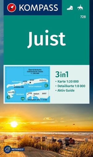 Kompass wandelkaart KP-728 Insel Juist 1:20.000 9783990447581  Kompass Wandelkaarten Kompass Ostfriesland  Wandelkaarten Ostfriesland