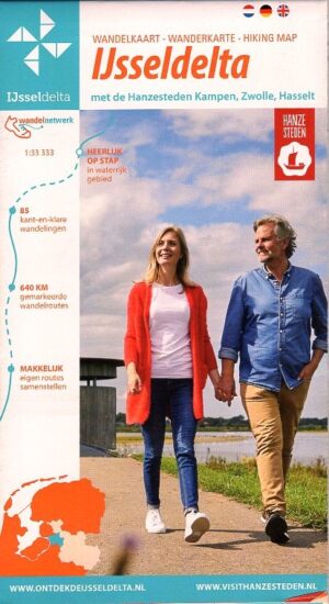 Wandelkaart IJsseldelta 1:33.333 9789083070308  Marketing Oost Wandelnetwerk Overijssel  Wandelkaarten Kop van Overijssel, Vecht & Salland