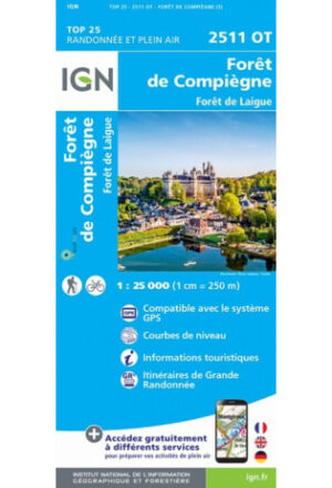 wandelkaart 2511OT Compiègne 1:25.000 9782758546498  IGN IGN 25 Picardië & Nord  Wandelkaarten Picardie, Nord