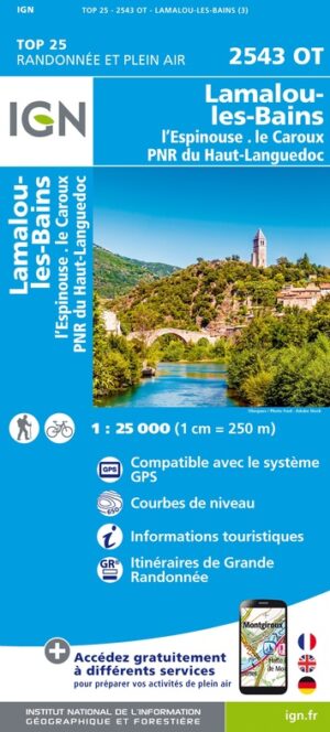 wandelkaart 2543OT Lamalou-les-Bains, Olargues 1:25.000 9782758546528  IGN IGN 25 Cevennen & Languedoc  Wandelkaarten Cevennen, Languedoc