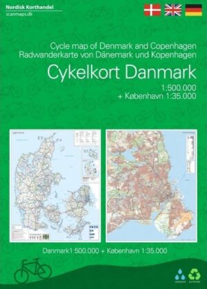Cykelferiekort 1:510.000 | fietskaart/overzichtskaart Denemarken 9788779671706 Dansk Cyklist Forbund Scanmaps fietskaarten Denemarken  Fietskaarten Denemarken
