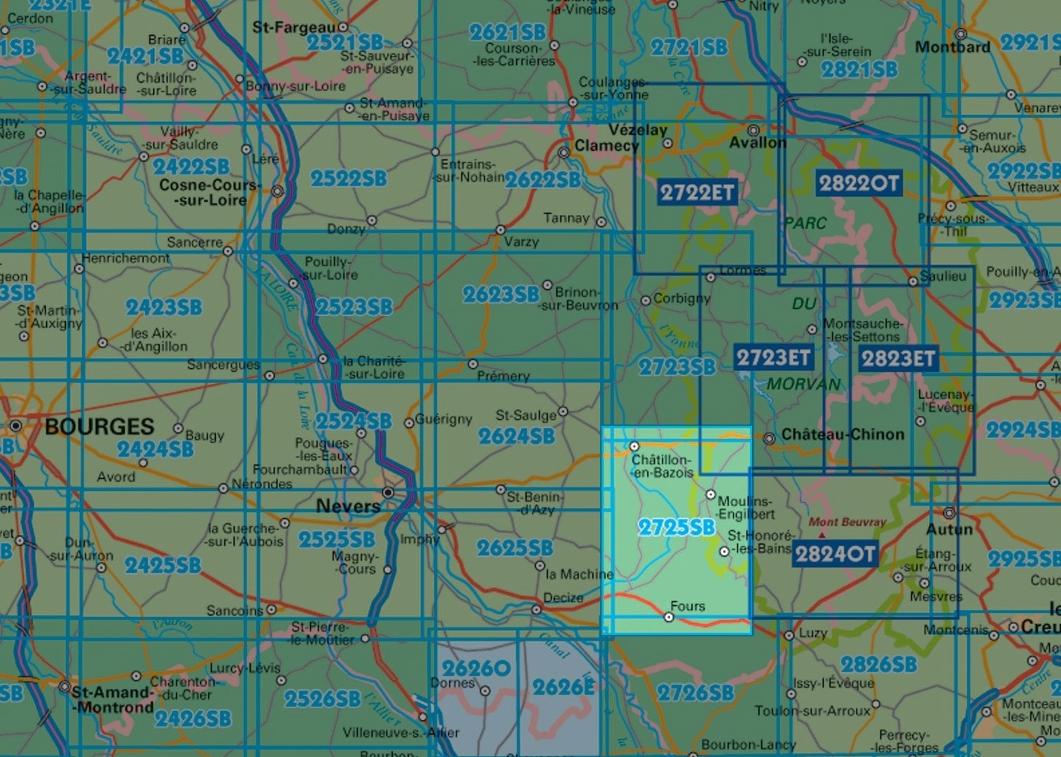 SB-2725 Moulins-Engilbert, Cercy-la Tour | wandelkaart 1:25.000 9782758537298 IGN IGN 25 Bourgogne & Morvan Wandelkaarten Morvan SB-2725 Moulins-Engilbert, Cercy-la Tour | wandelkaart 1:25.000 9782758537298 IGN IGN 25 Bourgogne & Morvan Wandelkaarten Morvan