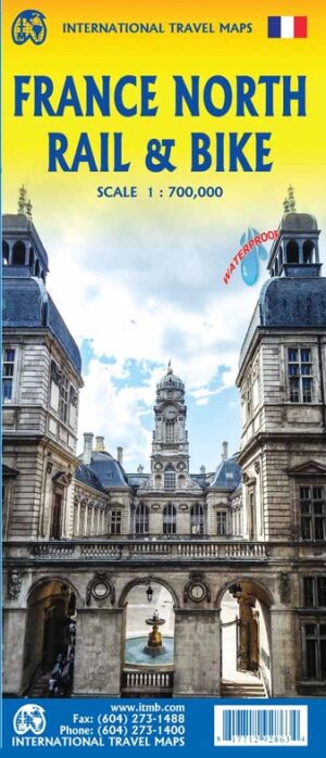 ITM Noord-Frankrijk 1:700.000  kaart met spoorwegen en fietspaden 9781771292863  International Travel Maps   Landkaarten en wegenkaarten, Treingidsen en verhalen Frankrijk