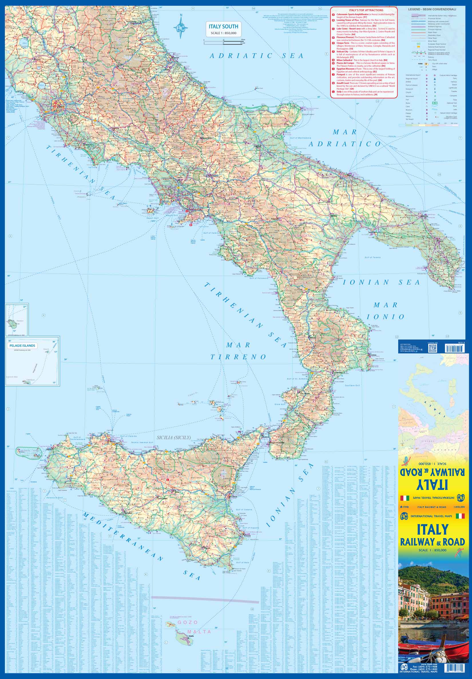 ITM Italy Ralway & Road Map | wegen- en spoorwegenkaart Italië 1:850.000 9781771293662 International Travel Maps Landkaarten en wegenkaarten, Treingidsen en verhalen Italië ITM Italy Ralway & Road Map | wegen- en spoorwegenkaart Italië 1:850.000 9781771293662 International Travel Maps Landkaarten en wegenkaarten, Treingidsen en verhalen Italië