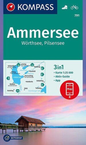 Kompass wandelkaart KP-791 Ammersee, Wörthsee 1:25.000 9783991213420  Kompass Wandelkaarten Kompass Oberbayern  Wandelkaarten Beierse Alpen