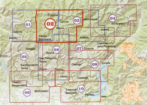 Foglio 2 | Alta Valle Brembana wandelkaart 1:25.000 INGENIA F.02 Ingenia / CAI Bergamo Provincia di Bergamo 1:25.000 Wandelkaarten Milaan, Lombardije, Italiaanse Meren Foglio 2 | Alta Valle Brembana wandelkaart 1:25.000 INGENIA F.02 Ingenia / CAI Bergamo Provincia di Bergamo 1:25.000 Wandelkaarten Milaan, Lombardije, Italiaanse Meren