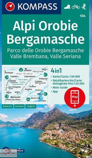 Kompass wandelkaart KP-104 Alpi Orobie Bergamasche 9783991213789  Kompass Wandelkaarten Kompass Italië  Wandelkaarten Milaan, Lombardije, Italiaanse Meren