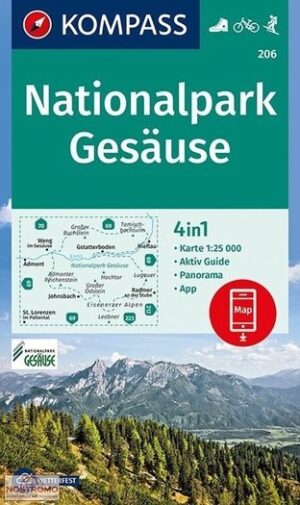 Kompass wandelkaart KP-206 Nationalpark Gesäuse 1:25.000 9783991213833  Kompass Wandelkaarten Kompass Oostenrijk  Wandelkaarten Salzburger Land & Stiermarken