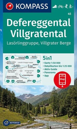 Kompass wandelkaart KP-45 Defereggental-Lasörlinggruppe 9783991215592  Kompass Wandelkaarten Kompass Oostenrijk  Wandelkaarten Osttirol