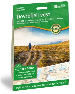 NO-3019 Dovrefjell Vest | topografische wandelkaart 1:50.000 7046660030196  Nordeca Topo 3000  Wandelkaarten Midden-Noorwegen