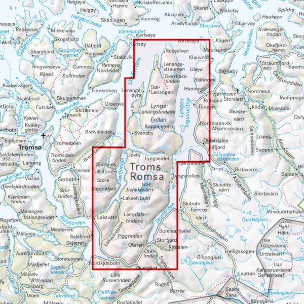 CAL-019  Lyngen, Tur- og toppturkart  wandelkaart 1:50.000 9789189371569  Calazo Calazo Noorwegen noord  Wandelkaarten, Wintersport Noors Lapland