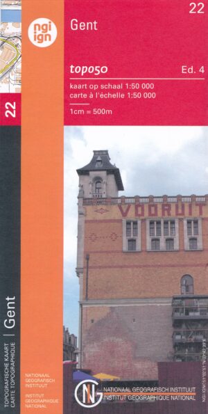 NGI-22  Gent (topografische kaart 1:50.000) 9789462351950  Nationaal Geografisch Instituut NGI Vlaanderen  Wandelkaarten Gent, Brugge & westelijk Vlaanderen