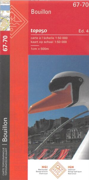 NGI-67-70  Bouillon (topografische kaart 1:50.000) 9789462355682  Nationaal Geografisch Instituut NGI Wallonië 1:50.000  Wandelkaarten Wallonië (Ardennen)