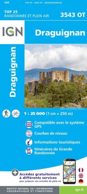 wandelkaart 3543OT Draguignan 1:25.000 9782758552451  IGN IGN 25 Franse Alpen/ zuidhelft  Wandelkaarten Haute-Provence, Verdon, Var