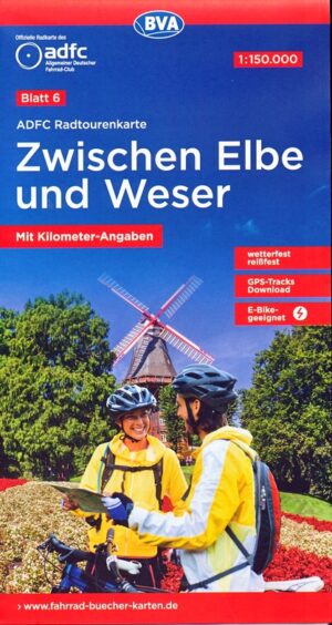 ADFC-06 Zwischen Elbe und Weser | fietskaart 1:150.000 9783969901113  ADFC / BVA Radtourenkarten 1:150.000  Fietskaarten Bremen, Ems, Weser, Hannover & overig Niedersachsen