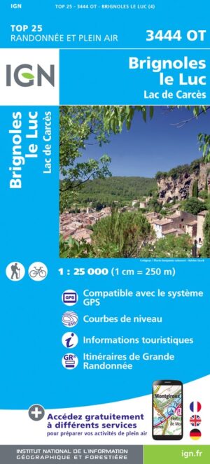 wandelkaart 3444OT Brignoles, Le Luc 1:25.000 9782758552390  IGN IGN 25 Côte-d'Azur, Var  Wandelkaarten Côte d’Azur