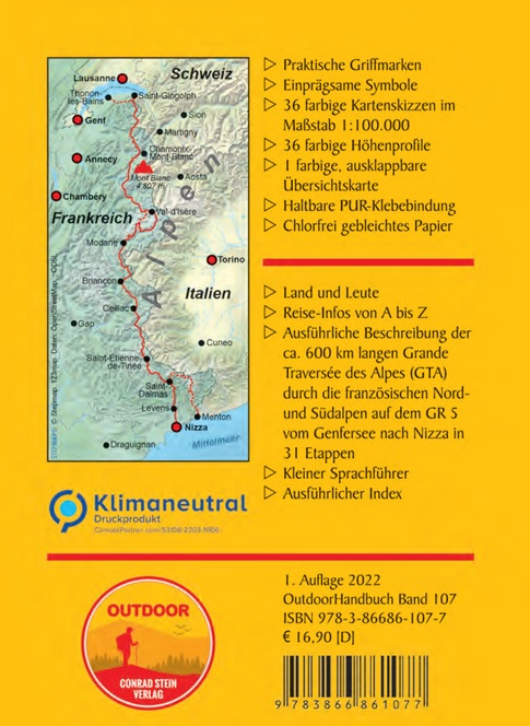 Outdoor Wanderfuhrer Frankreich: GR 5 Genfersee - Nizza | Meer van Geneve - Nice GR5 9783866861077 Conrad Stein Verlag Outdoor - Der Weg ist das Ziel Lopen naar Rome, Meerdaagse wandelroutes, Wandelgidsen Franse Alpen: noord Outdoor Wanderfuhrer Frankreich: GR 5 Genfersee - Nizza | Meer van Geneve - Nice GR5 9783866861077 Conrad Stein Verlag Outdoor - Der Weg ist das Ziel Lopen naar Rome, Meerdaagse wandelroutes, Wandelgidsen Franse Alpen: noord