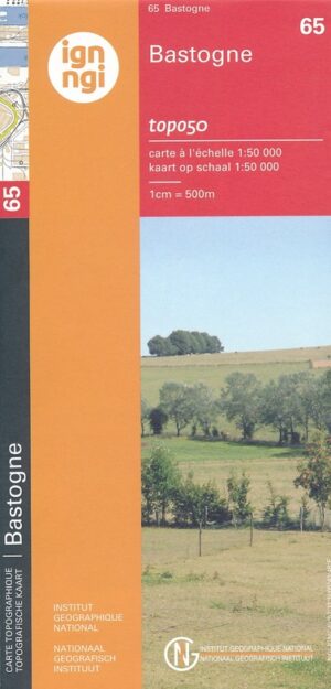 NGI-65  Bastogne (topografische kaart 1:50.000) 9789462355101  Nationaal Geografisch Instituut NGI Wallonië 1:50.000  Wandelkaarten Wallonië (Ardennen)