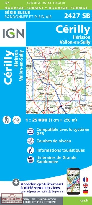 SB-2427 Cérilly / Hérisson / Vallon-en-Sully | wandelkaart 1:25.000 9782758537212 IGN IGN 25 Auvergne Wandelkaarten Auvergne SB-2427 Cérilly / Hérisson / Vallon-en-Sully | wandelkaart 1:25.000 9782758537212 IGN IGN 25 Auvergne Wandelkaarten Auvergne