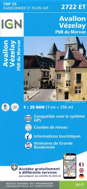 wandelkaart 2722ET Avallon, Vézelay 1:25.000 9782758552161  IGN IGN 25 Bourgogne & Morvan  Wandelkaarten Morvan