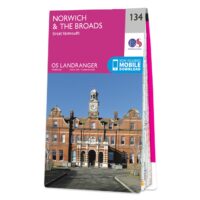 LR-134  Norwich + The Broads, Great Yarmouth | topografische wandelkaart 9780319263570  Ordnance Survey Landranger Maps 1:50.000  Wandelkaarten Oost-Engeland