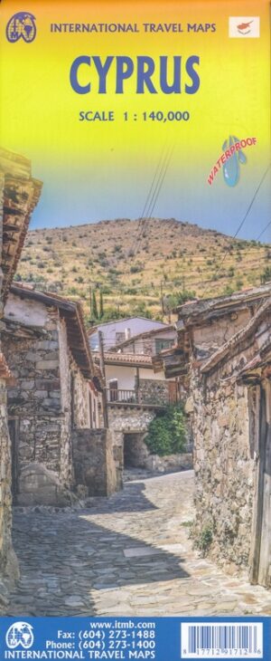 ITM Cyprus | landkaart, autokaart 1:140.000 9781771291712  International Travel Maps   Landkaarten en wegenkaarten Cyprus