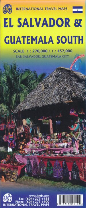 ITM El Salvador 1:270.000 en Zuid-Guatemala 1:450.000 | landkaart, autokaart 9781771292610  International Travel Maps   Landkaarten en wegenkaarten Overig Midden-Amerika