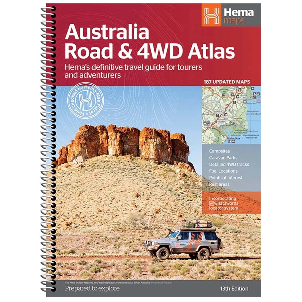 Australia Road + 4WD Atlas (Large) 9781922668011 Hema Maps Wegenatlassen Wegenatlassen Australië Australia Road + 4WD Atlas (Large) 9781922668011 Hema Maps Wegenatlassen Wegenatlassen Australië