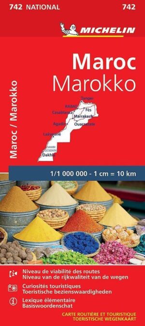 Michelin wegenkaart 742 Marokko 1:1.000.000 9782067202849  Michelin   Landkaarten en wegenkaarten Marokko