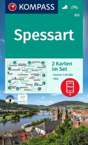 Kompass wandelkaart KP-832 Spessart 9783991217091  Kompass Wandelkaarten Kompass Hessen  Wandelkaarten Odenwald, Spessart en Rhön