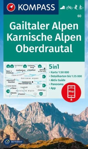 Kompass wandelkaart KP-60 Gailtaler Alpen-Karnische Alpen 1:50.000 9783991217862  Kompass Wandelkaarten Kompass Oostenrijk  Wandelkaarten Karinthië
