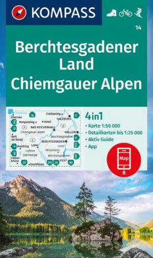 Kompass wandelkaart KP-14  Berchtesgadener Land Chiemgau 9783991218272  Kompass Wandelkaarten Kompass Oberbayern  Wandelkaarten Beierse Alpen