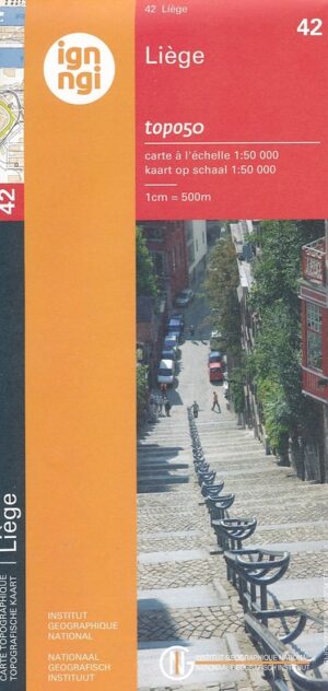 NGI-42  Luik (topografische kaart 1:50.000) 9789462353954  Nationaal Geografisch Instituut NGI Wallonië 1:50.000  Wandelkaarten Wallonië (Ardennen)