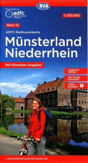 ADFC-10 Münsterland/Niederrhein | fietskaart 1:150.000 9783969901328  ADFC / BVA Radtourenkarten 1:150.000  Fietskaarten Münsterland, Niederrhein