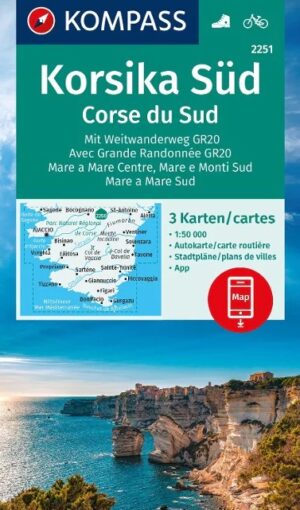 Kompass wandelkaart KP-2251 Zuid-Corsica 1:50.000 9783991218067  Kompass Wandelkaarten   Wandelkaarten Corsica